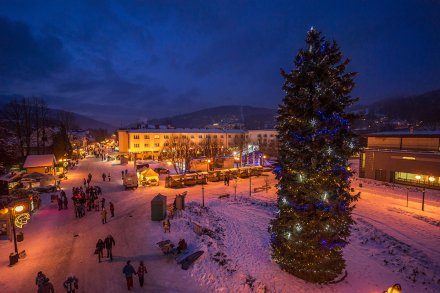 The centre of the town in winter